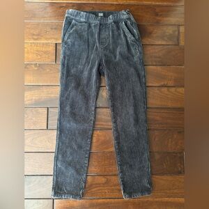 Scotch and Soda Boys Striped Corduroy Pants in Dark Gray. Elastic waistband.